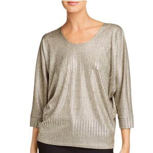 Kim & Cami Ribbed Metallic Blouse Medium